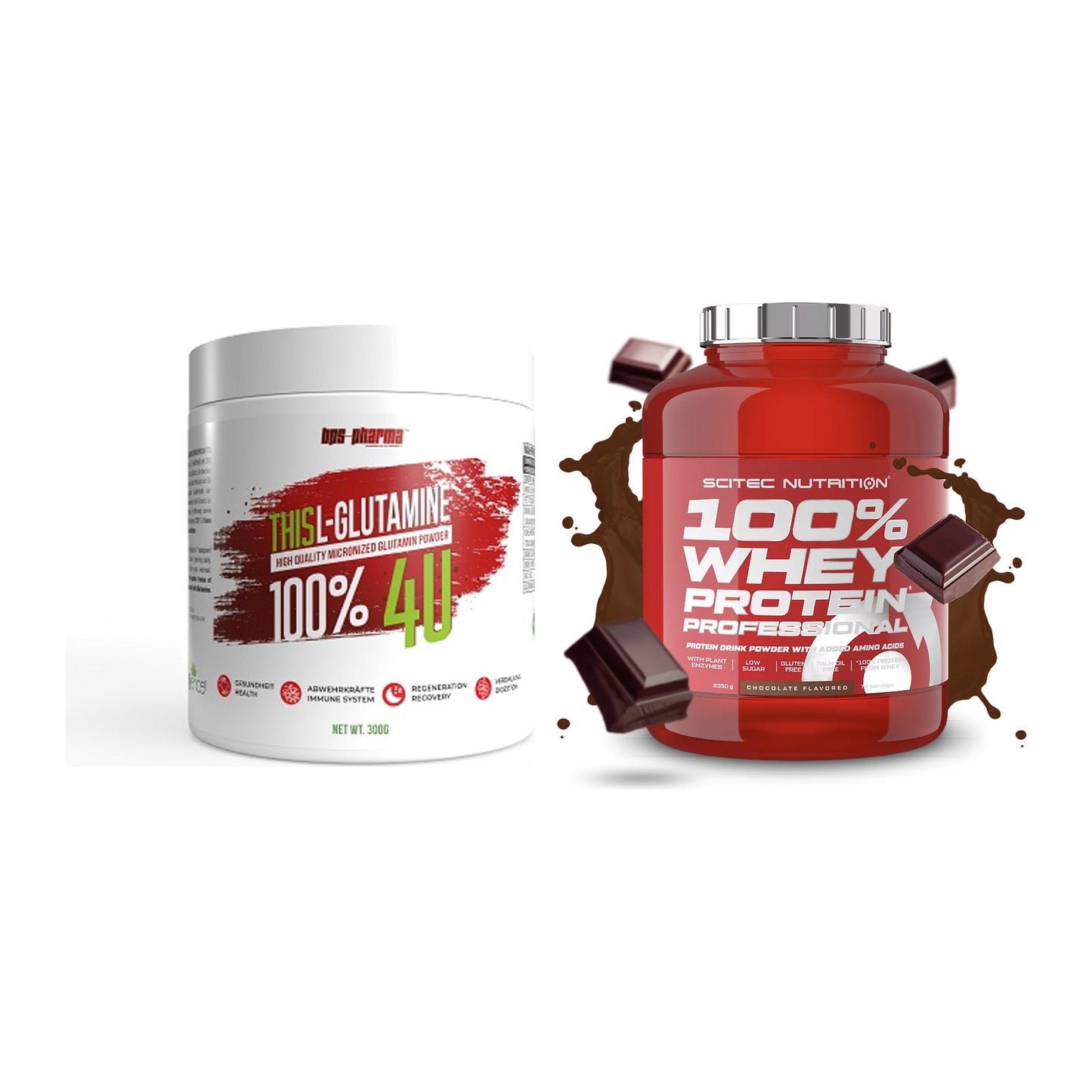 Regenerations-Duo: BPS-Pharma This Glutamin + Scitec 100% Whey – alle enthaltenen Artikel