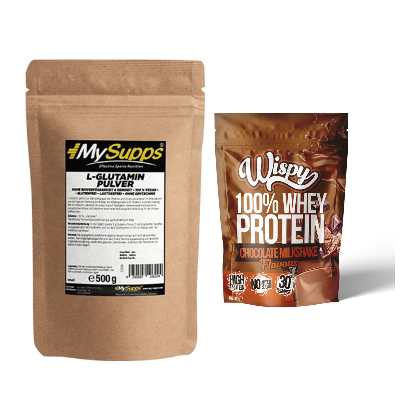 Regenerations-Duo: MySupps Glutamine + Wispy Whey 100% – alle enthaltenen Artikel