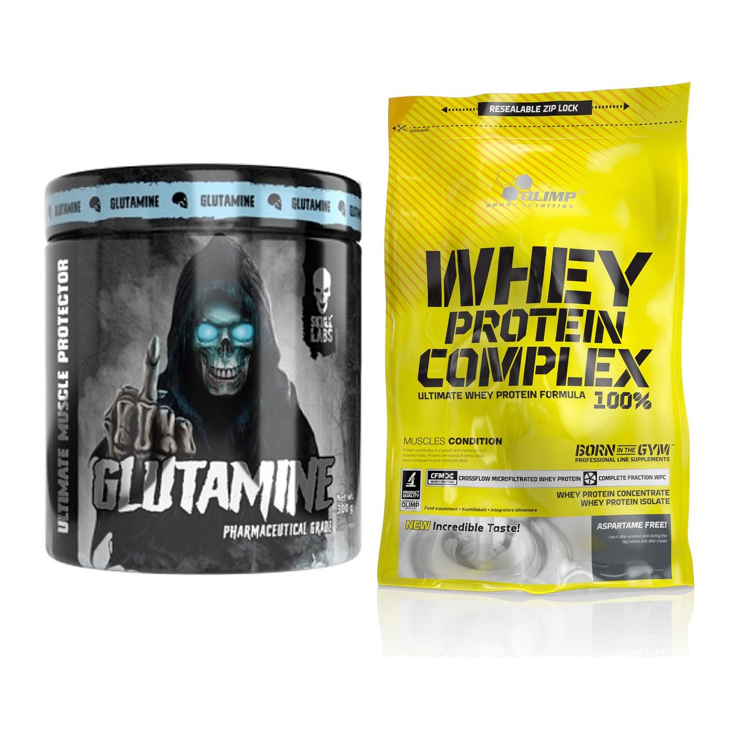 Regenerations-Duo: Skull Labs Glutamine + Olimp Whey Protein – alle enthaltenen Artikel