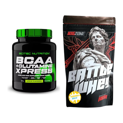 Regenerations-Duo: Scitec BCAA+ Glutamine + Big Zone Battle Whey – alle enthaltenen Artikel