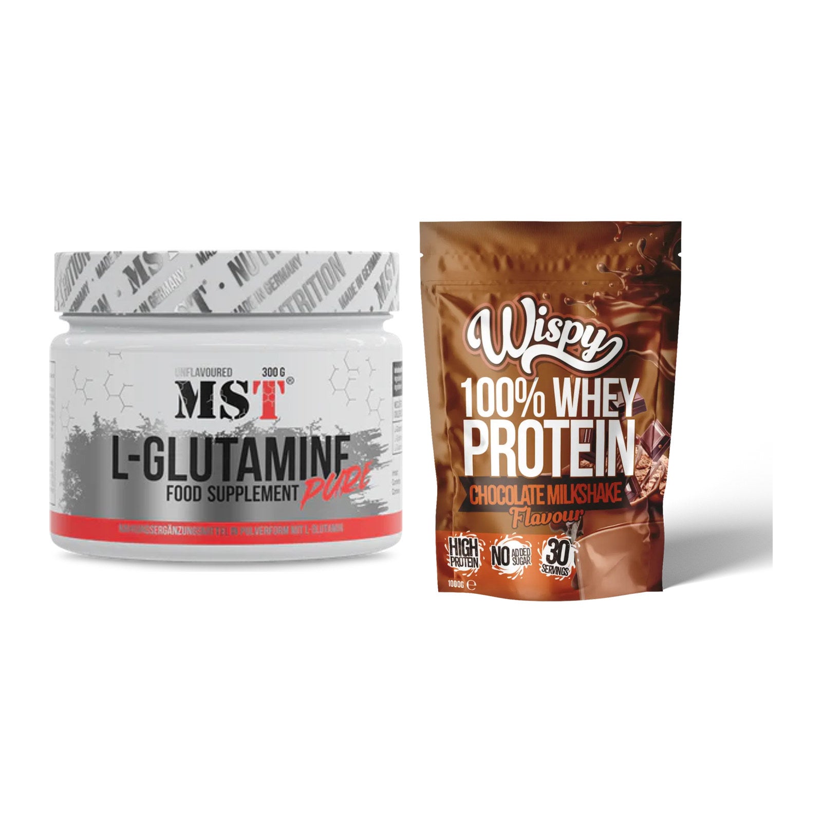 Regenerations-Duo: MST Glutamine + Wispy Whey 100% – alle enthaltenen Artikel