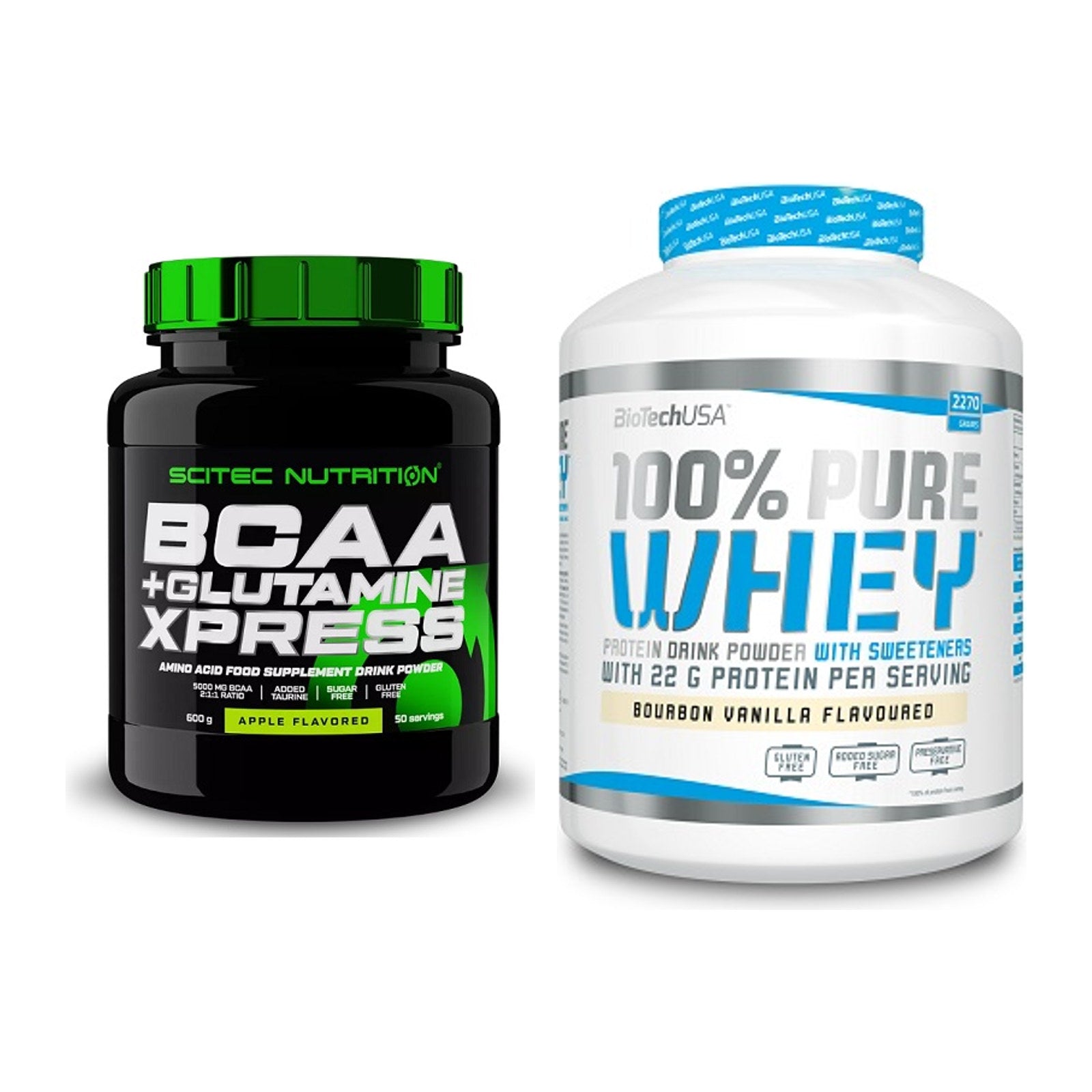Regenerations-Duo: Scitec BCAA+ Glutamine + BioTech 100% Pure Whey – alle enthaltenen Artikel