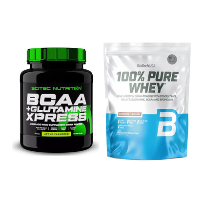 Regenerations-Duo: Scitec BCAA+ Glutamine + BioTech 100% Pure Whey – alle enthaltenen Artikel