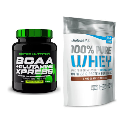 Regenerations-Duo: Scitec BCAA+ Glutamine + BioTech 100% Pure Whey – alle enthaltenen Artikel