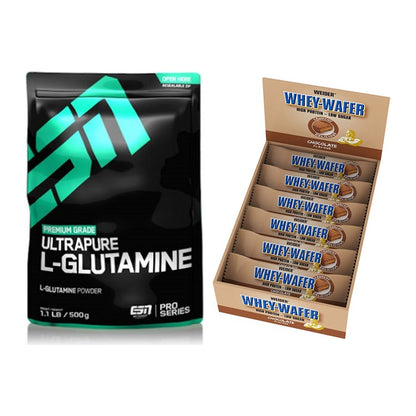 Regenerations-Duo: ESN Ultrapure L-Glutamin + Weider Whey Wafer – alle enthaltenen Artikel
