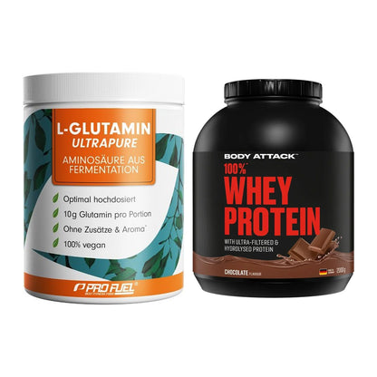 Regenerations-Duo: ProFuel Glutamin + Body Attack 100% Whey – alle enthaltenen Artikel