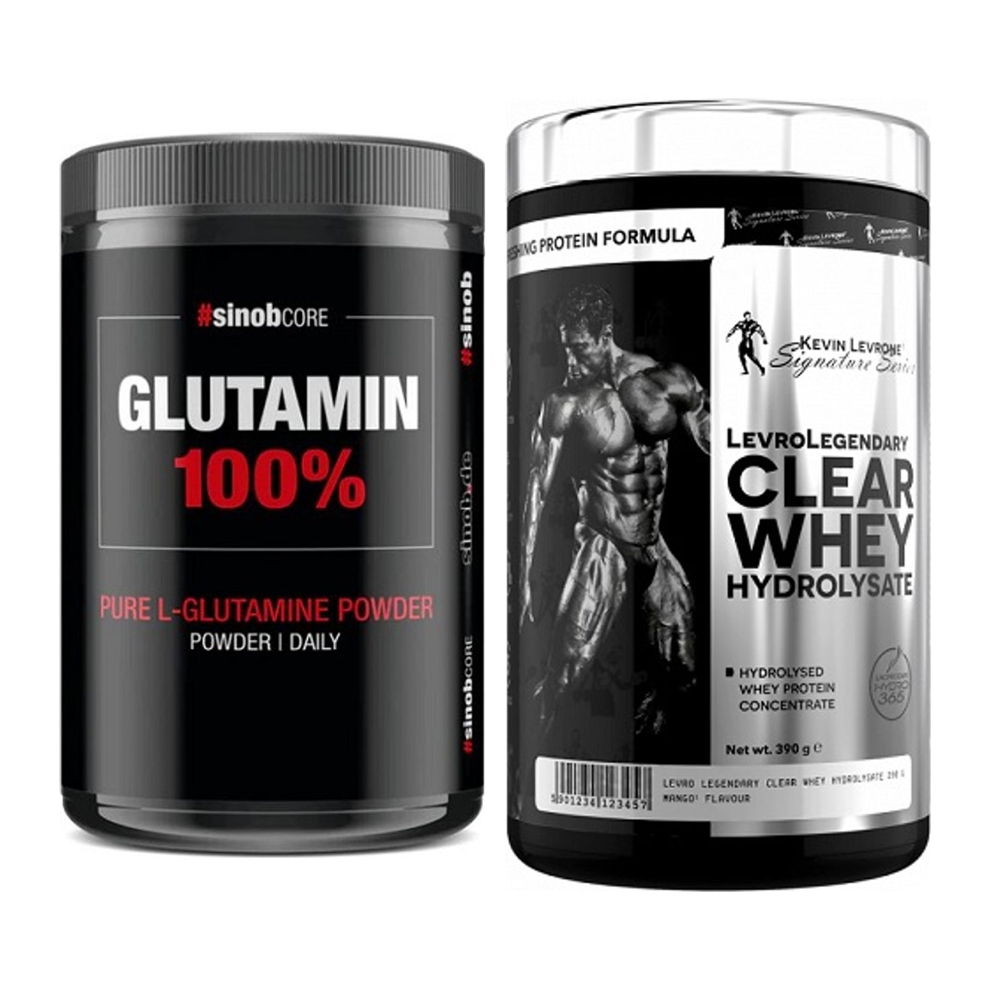 Regenerations-Duo: Sinob Core L-Glutamin + Kevin Levrone Clear Whey – alle enthaltenen Artikel