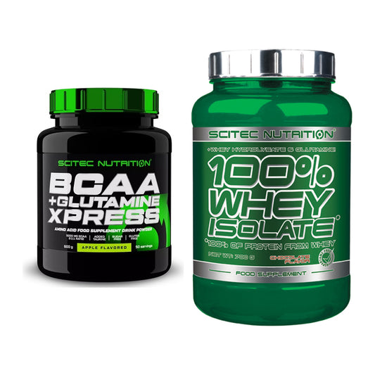 Regenerations-Duo: Scitec BCAA+ Glutamine Xpress + Scitec Whey Isolate – alle enthaltenen Artikel