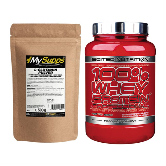 Regenerations-Duo: MySupps Glutamine + Scitec 100% Whey Professional – alle enthaltenen Artikel