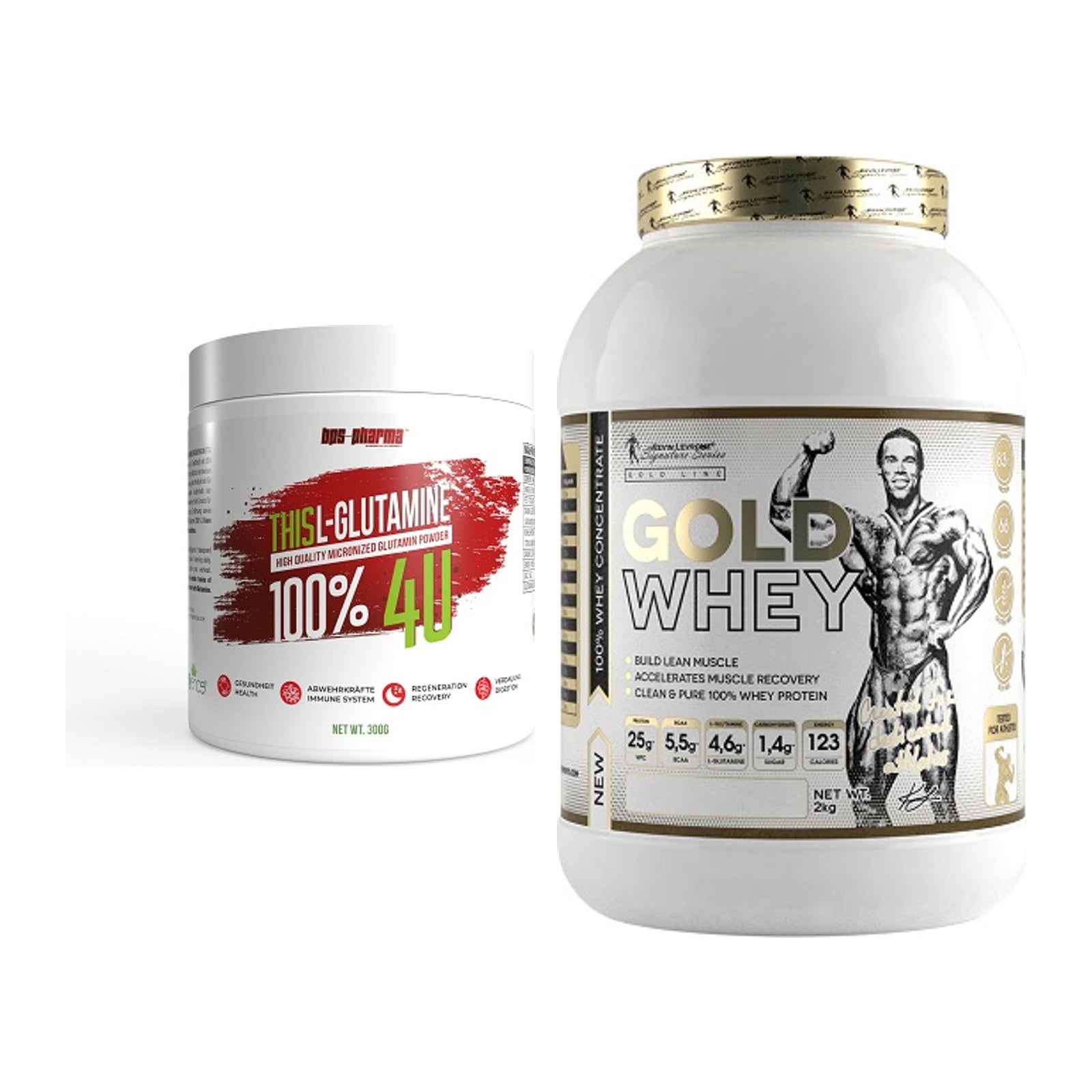 Regenerations-Duo: BPS-Pharma This Glutamin + Kevin Levrone Gold Whey – alle enthaltenen Artikel