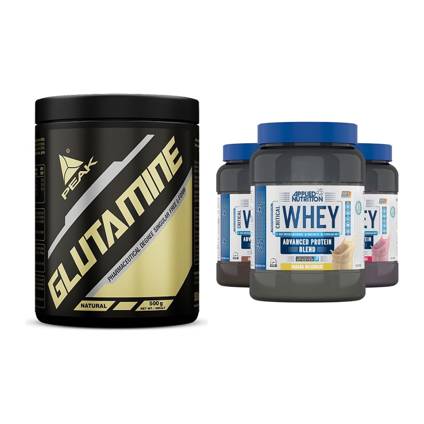 Regenerations-Duo: Peak Glutamin + Applied Nutrition Critical Whey – alle enthaltenen Artikel