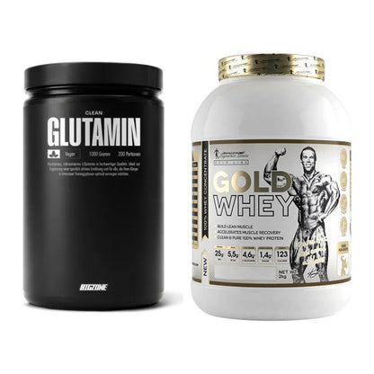 Regenerations-Duo: Big Zone Glutamin + Kevin Levrone Gold Whey – alle enthaltenen Artikel