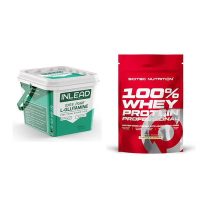 Regenerations-Duo: INLEAD L-Glutamine + Scitec 100% Whey Protein – alle enthaltenen Artikel
