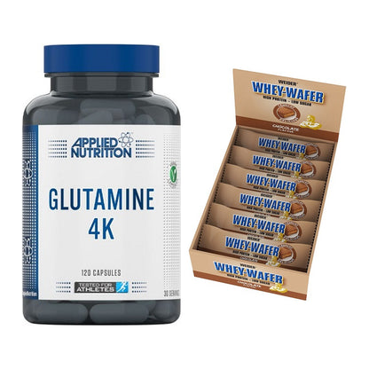 Regenerations-Duo: Applied Nutrition Glutamine 4K + Weider Whey Wafer – alle enthaltenen Artikel