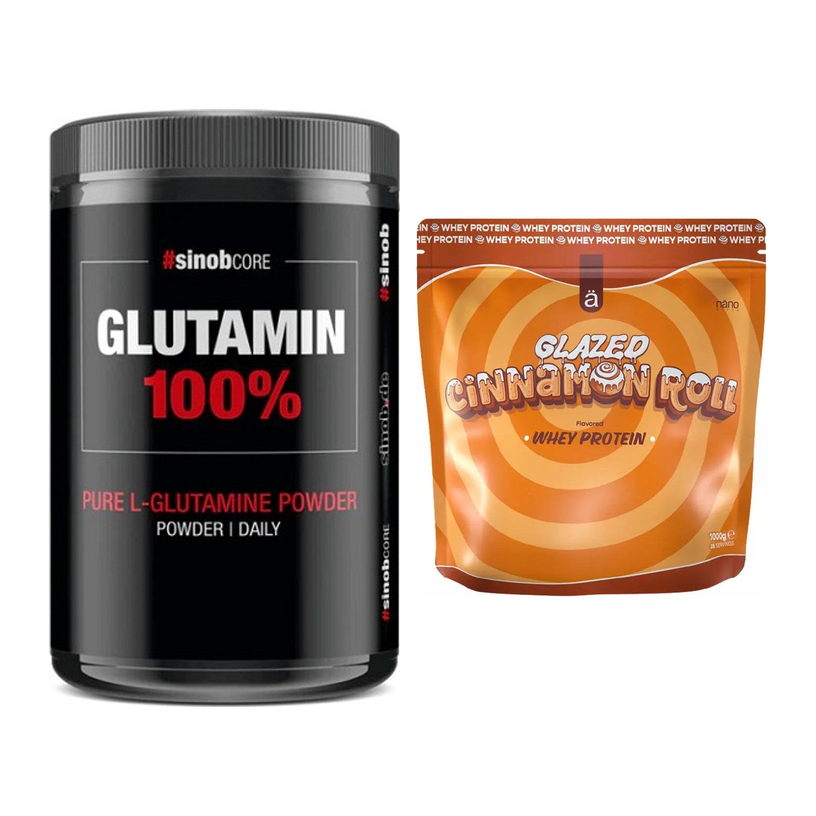 Regenerations-Duo: Sinob Core L-Glutamin + Nanosupps Whey Protein – alle enthaltenen Artikel
