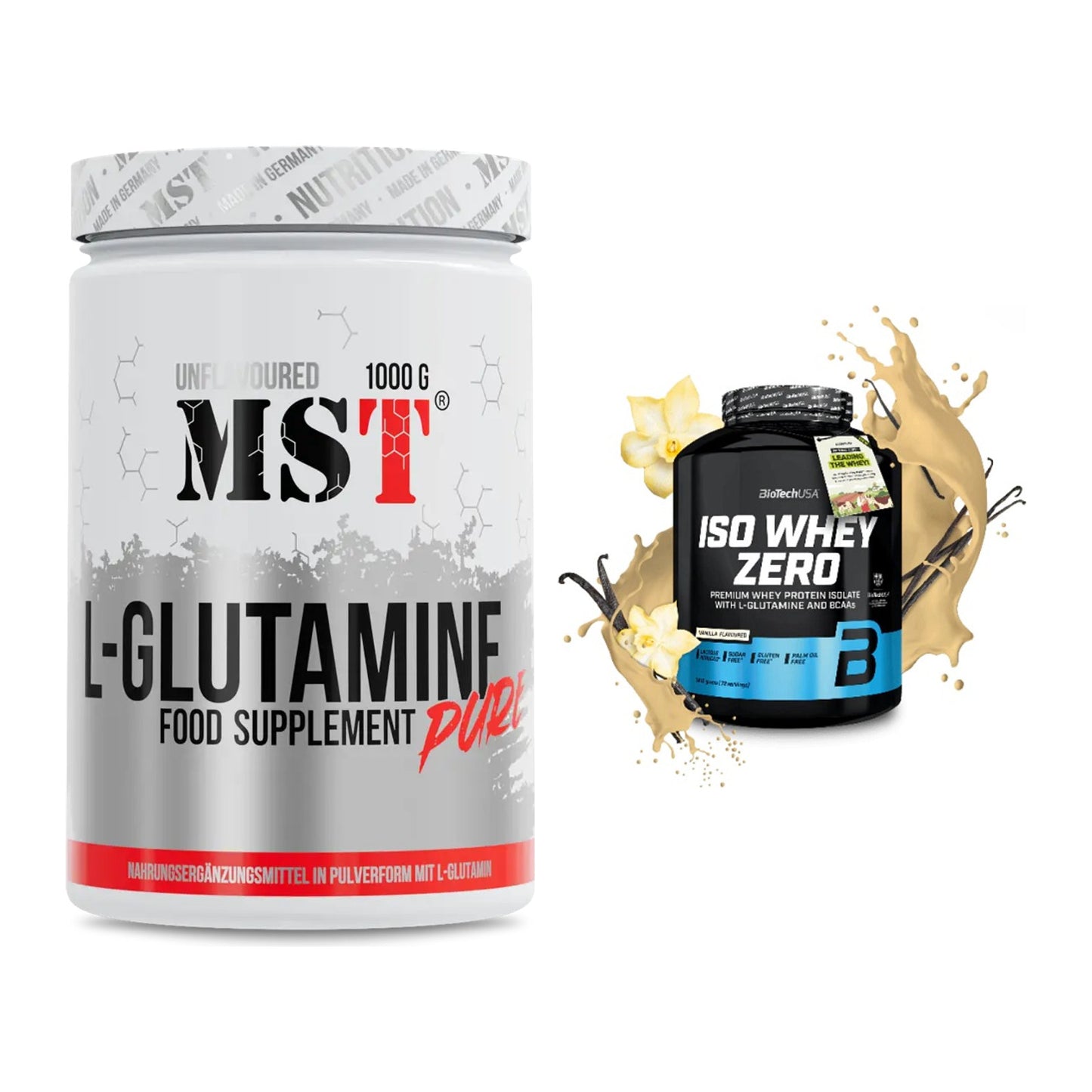 Regenerations-Duo: MST Glutamine + BioTech Iso Whey Zero – alle enthaltenen Artikel