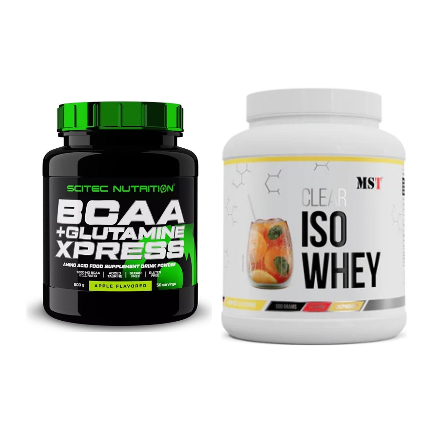 Regenerations-Duo: Scitec BCAA+ Glutamine Xpress + MST Iso Clear – alle enthaltenen Artikel