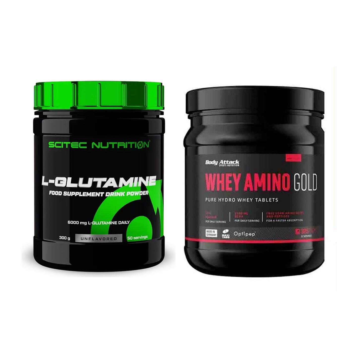 Regenerations-Duo: Scitec L-Glutamin + Body Attack Whey Amino Gold – alle enthaltenen Artikel