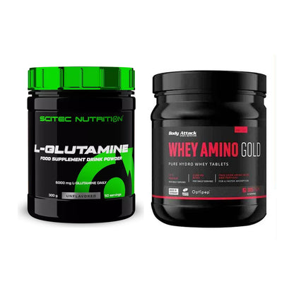 Regenerations-Duo: Scitec L-Glutamin + Body Attack Whey Amino Gold – alle enthaltenen Artikel
