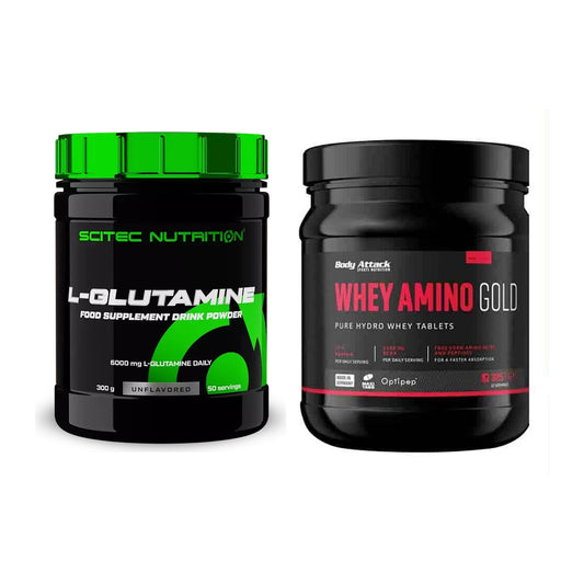 Regenerations-Duo: Scitec L-Glutamin + Body Attack Whey Amino Gold – alle enthaltenen Artikel