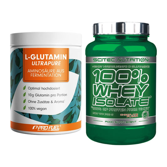 Regenerations-Duo: ProFuel Glutamin Ultrapure + Scitec Whey Isolate – alle enthaltenen Artikel