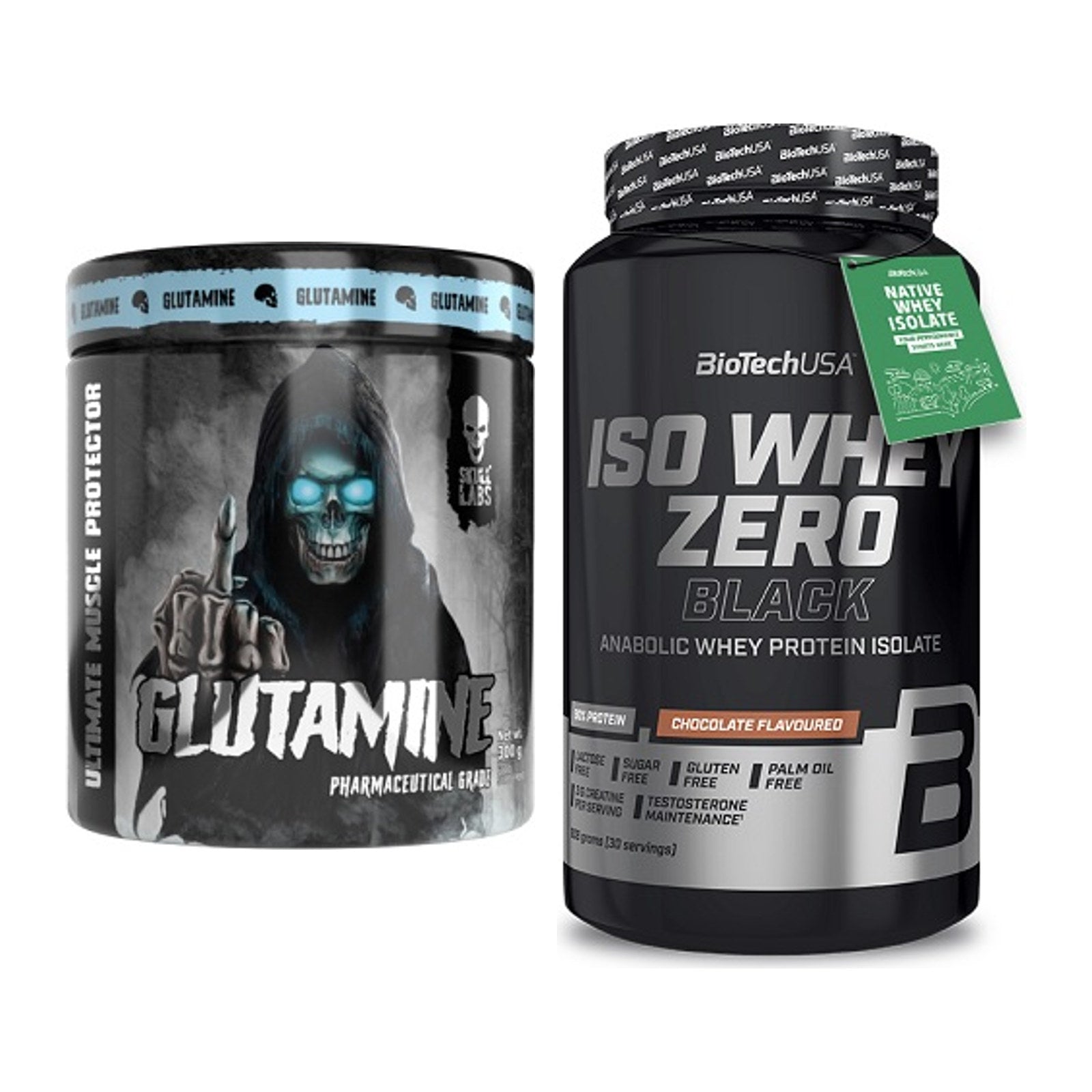 Regenerations-Duo: Skull Labs Glutamine + BioTech Iso Whey Zero Black – alle enthaltenen Artikel