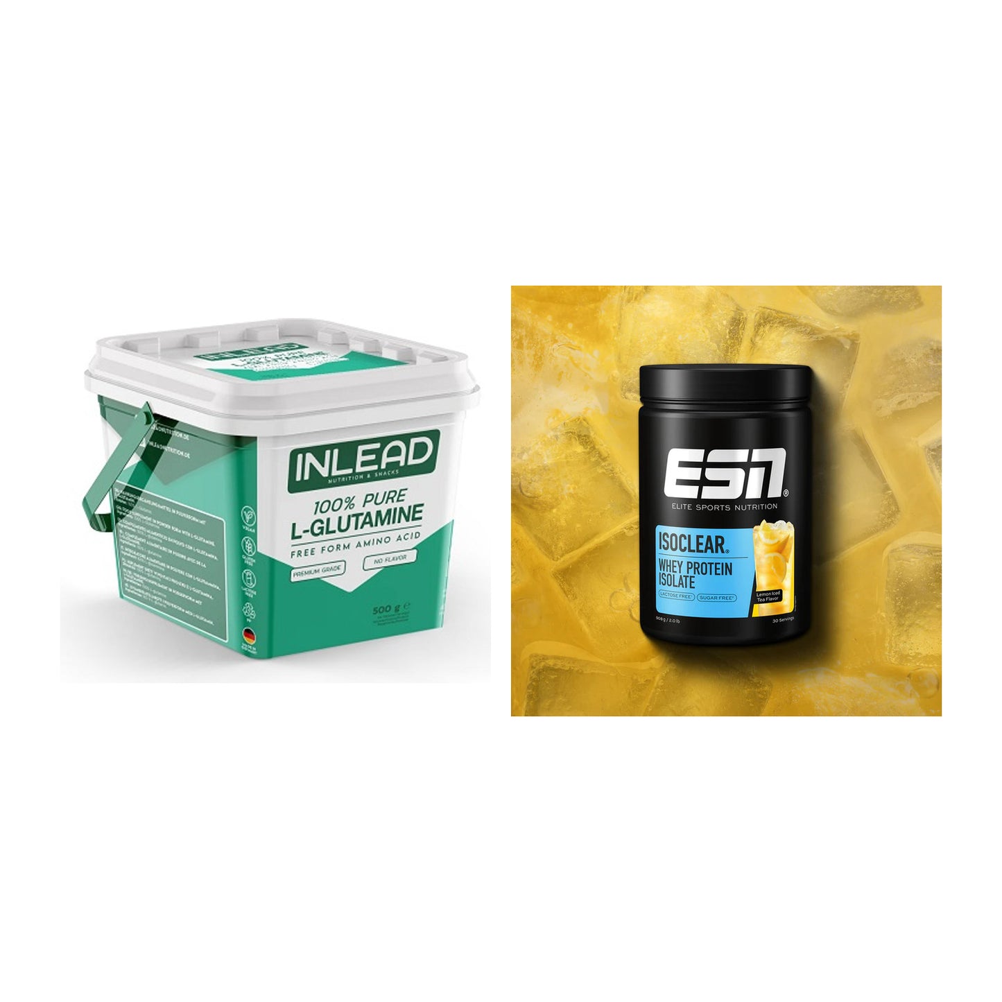 Regenerations-Duo: INLEAD L-Glutamine + ESN ISOCLEAR Whey Isolate – alle enthaltenen Artikel
