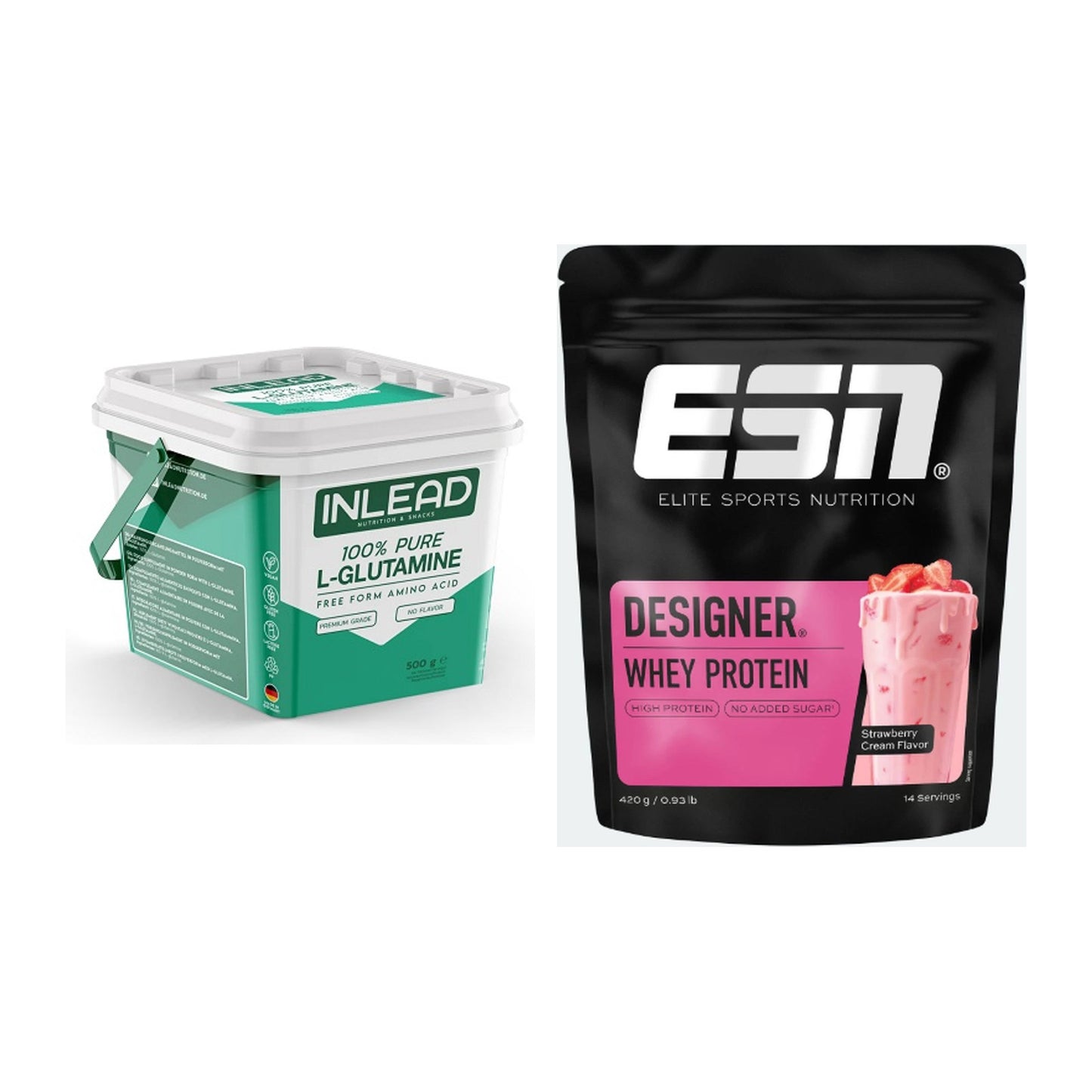 Regenerations-Duo: INLEAD L-Glutamine + ESN Designer Whey – alle enthaltenen Artikel