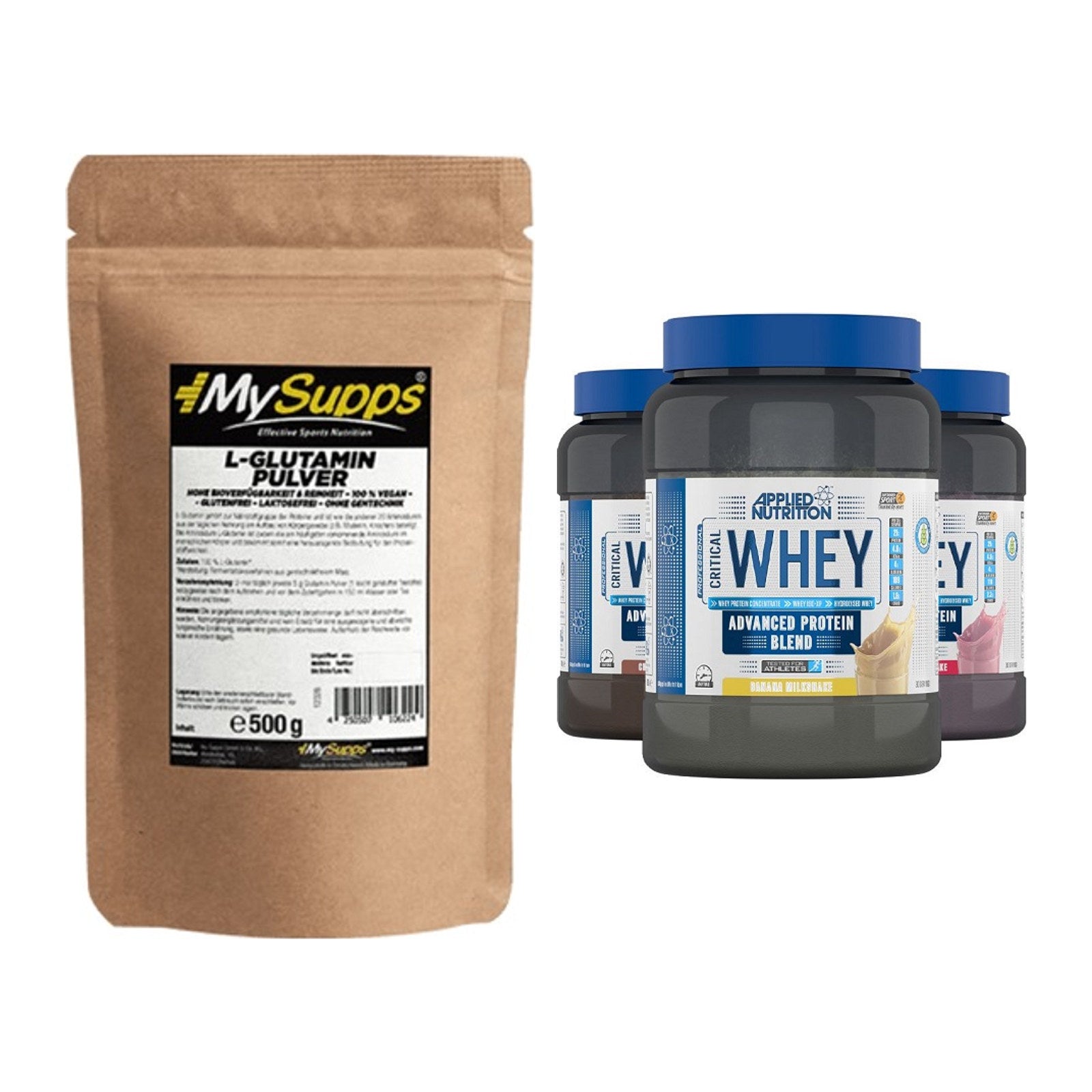 Regenerations-Duo: MySupps Glutamine + Applied Nutrition Critical Whey – alle enthaltenen Artikel