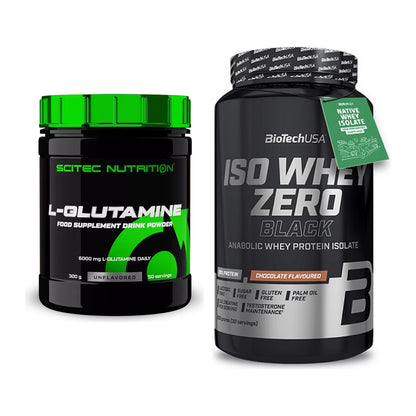Regenerations-Duo: Scitec L-Glutamin + BioTech Iso Whey Zero Black – alle enthaltenen Artikel