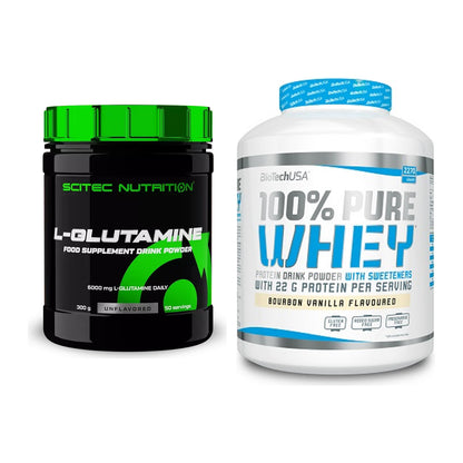 Regenerations-Duo: Scitec L-Glutamin + BioTech 100% Pure Whey – alle enthaltenen Artikel