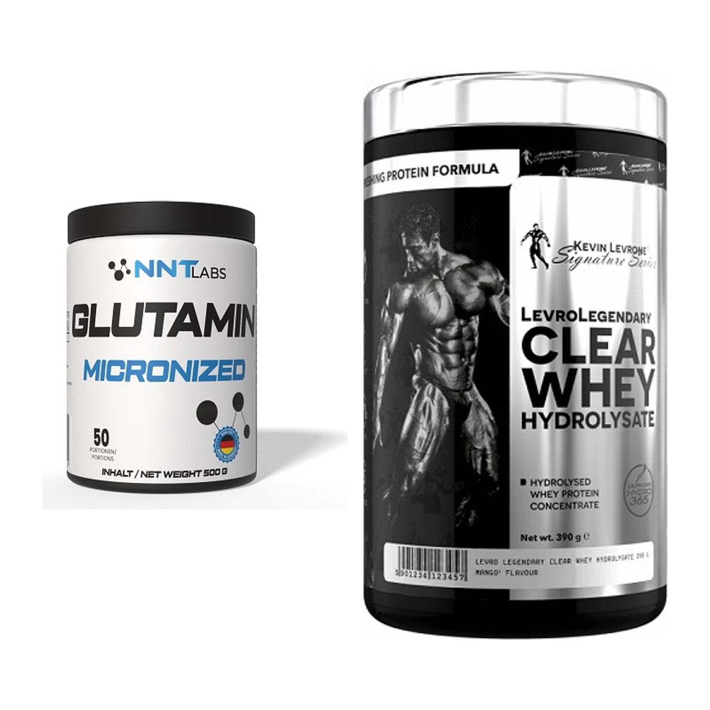 Regenerations-Duo: NNT Glutamin + Kevin Levrone Clear Whey – alle enthaltenen Artikel