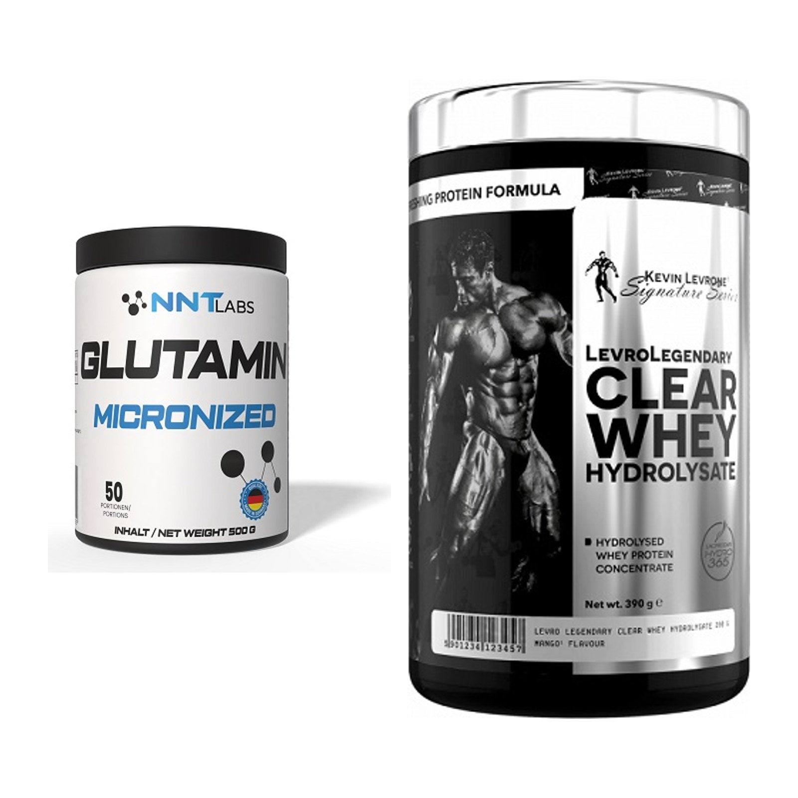 Regenerations-Duo: NNT Glutamin + Kevin Levrone Clear Whey – alle enthaltenen Artikel