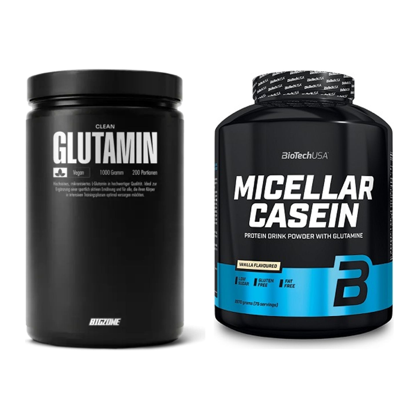 Regenerations-Duo: Big Zone Glutamin + BioTech Micellar Casein – alle enthaltenen Artikel