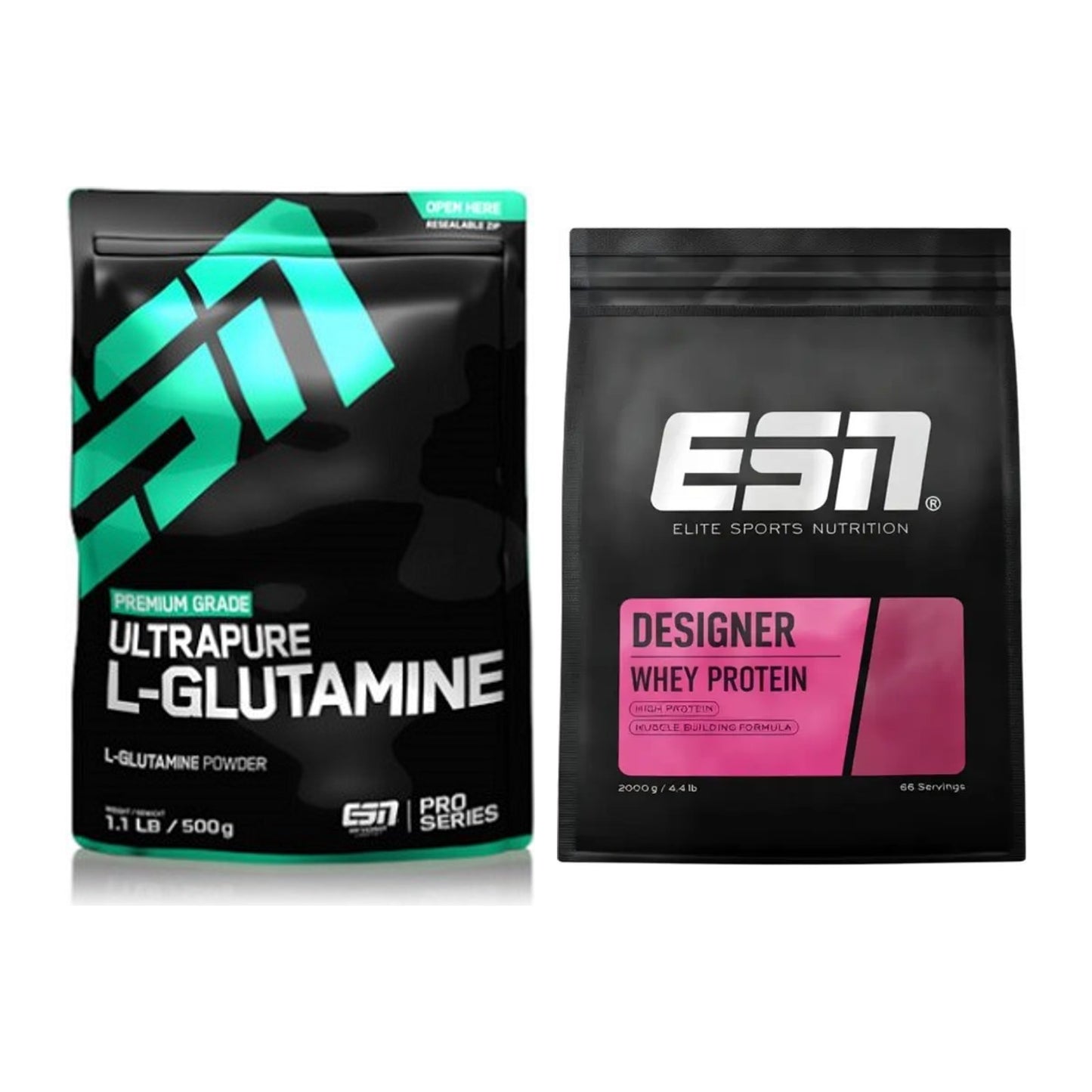 Regenerations-Duo: ESN Ultrapure L-Glutamin + ESN Designer Whey – alle enthaltenen Artikel