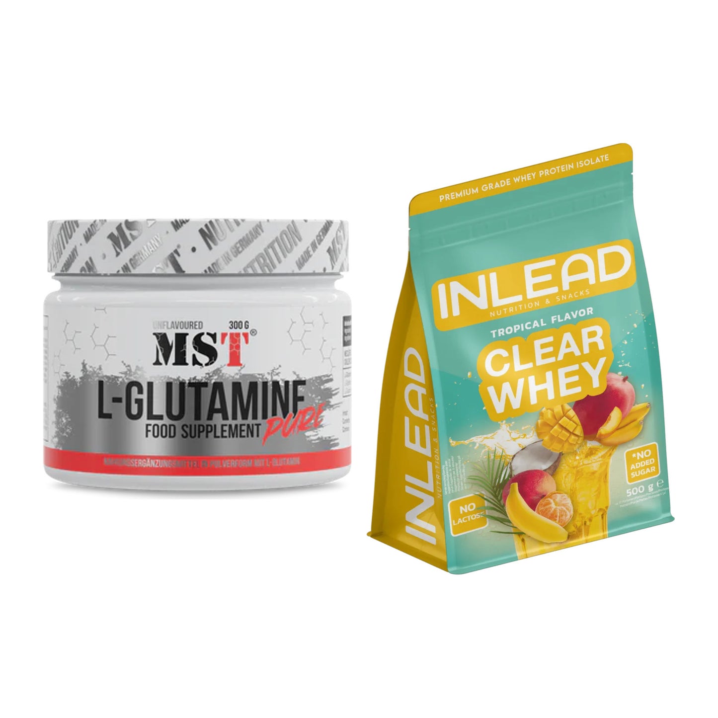 Regenerations-Duo: MST Glutamine + INLEAD Clear Whey Isolate – alle enthaltenen Artikel