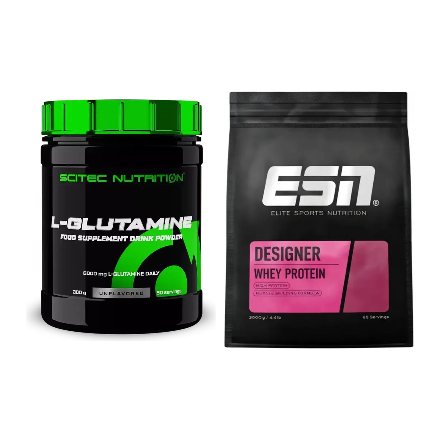 Regenerations-Duo: Scitec L-Glutamin + ESN Designer Whey – alle enthaltenen Artikel