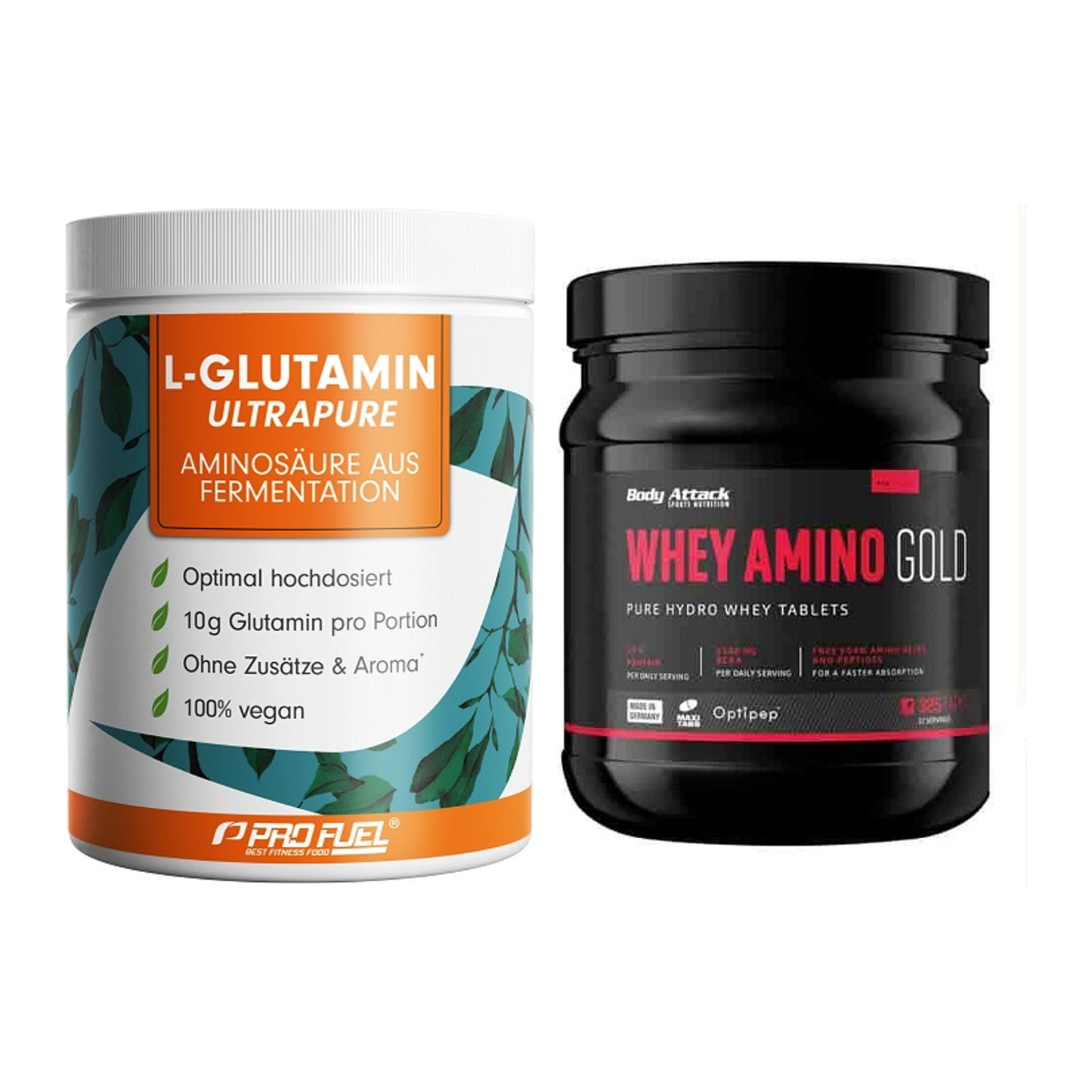 Regenerations-Duo: ProFuel Glutamin + Body Attack Whey Amino – alle enthaltenen Artikel