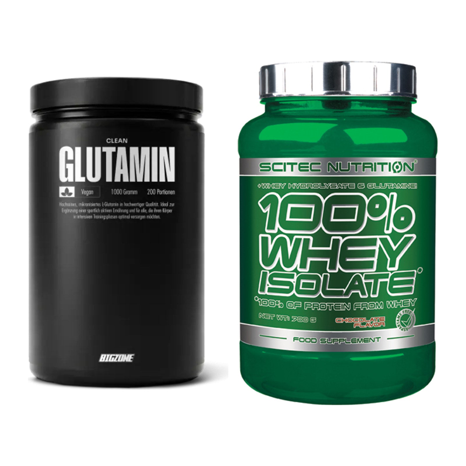 Regenerations-Duo: Big Zone Glutamin + Scitec Whey Isolate – alle enthaltenen Artikel