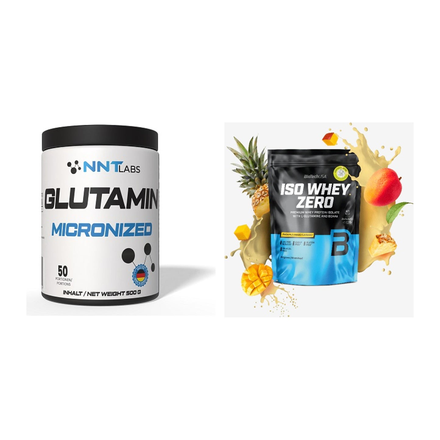 Regenerations-Duo: NNT Glutamin + BioTech Iso Whey Zero – alle enthaltenen Artikel