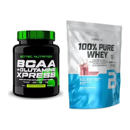 Regenerations-Duo: Scitec BCAA+ Glutamine + BioTech 100% Pure Whey – alle enthaltenen Artikel