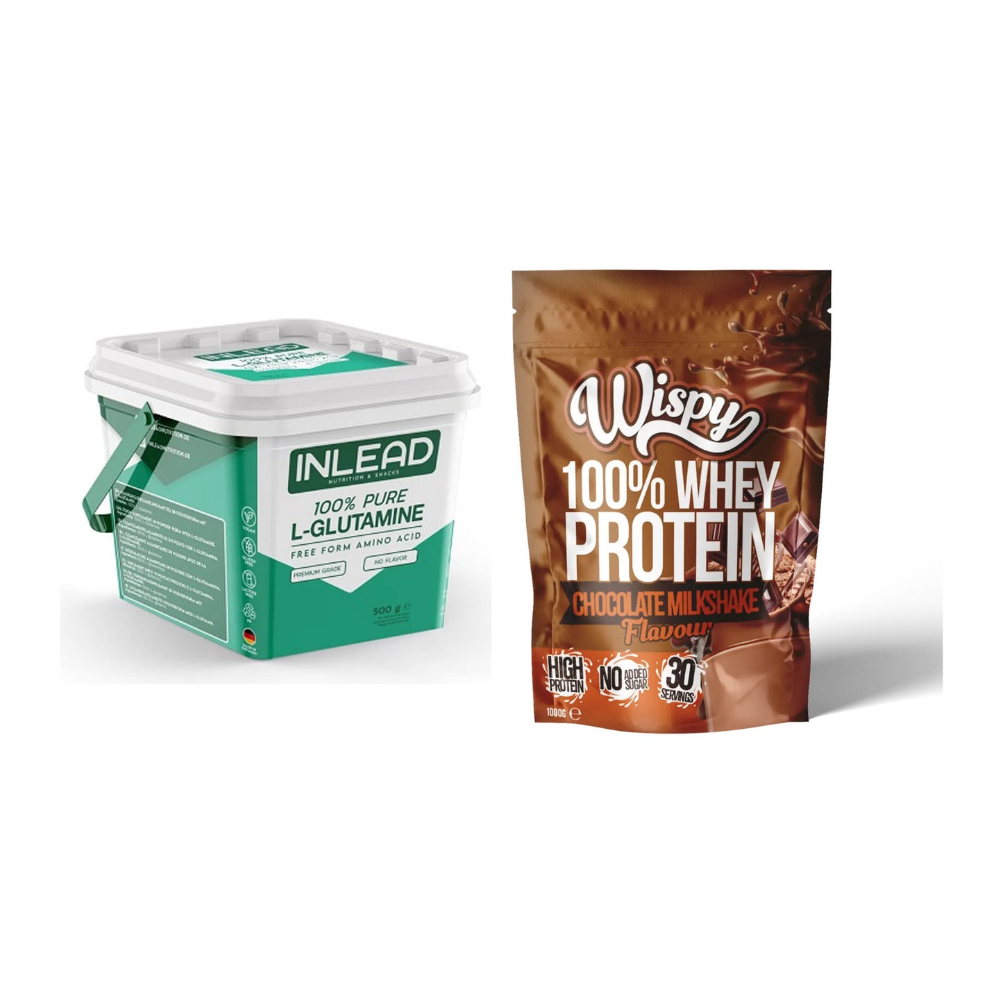 Regenerations-Duo: INLEAD L-Glutamine + Wispy Whey 100% – alle enthaltenen Artikel