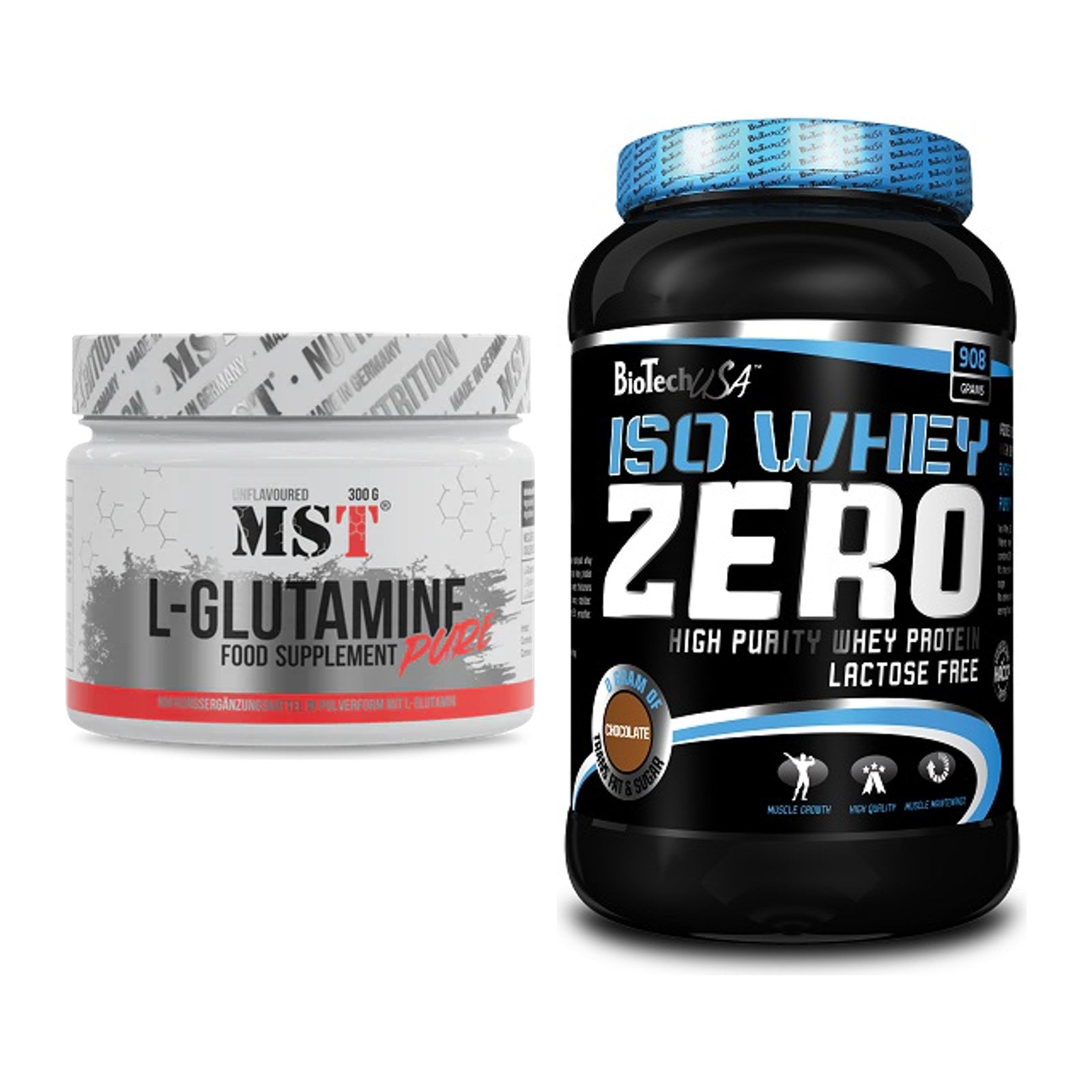 Regenerations-Duo: MST Glutamine + BioTech Iso Whey Zero – alle enthaltenen Artikel