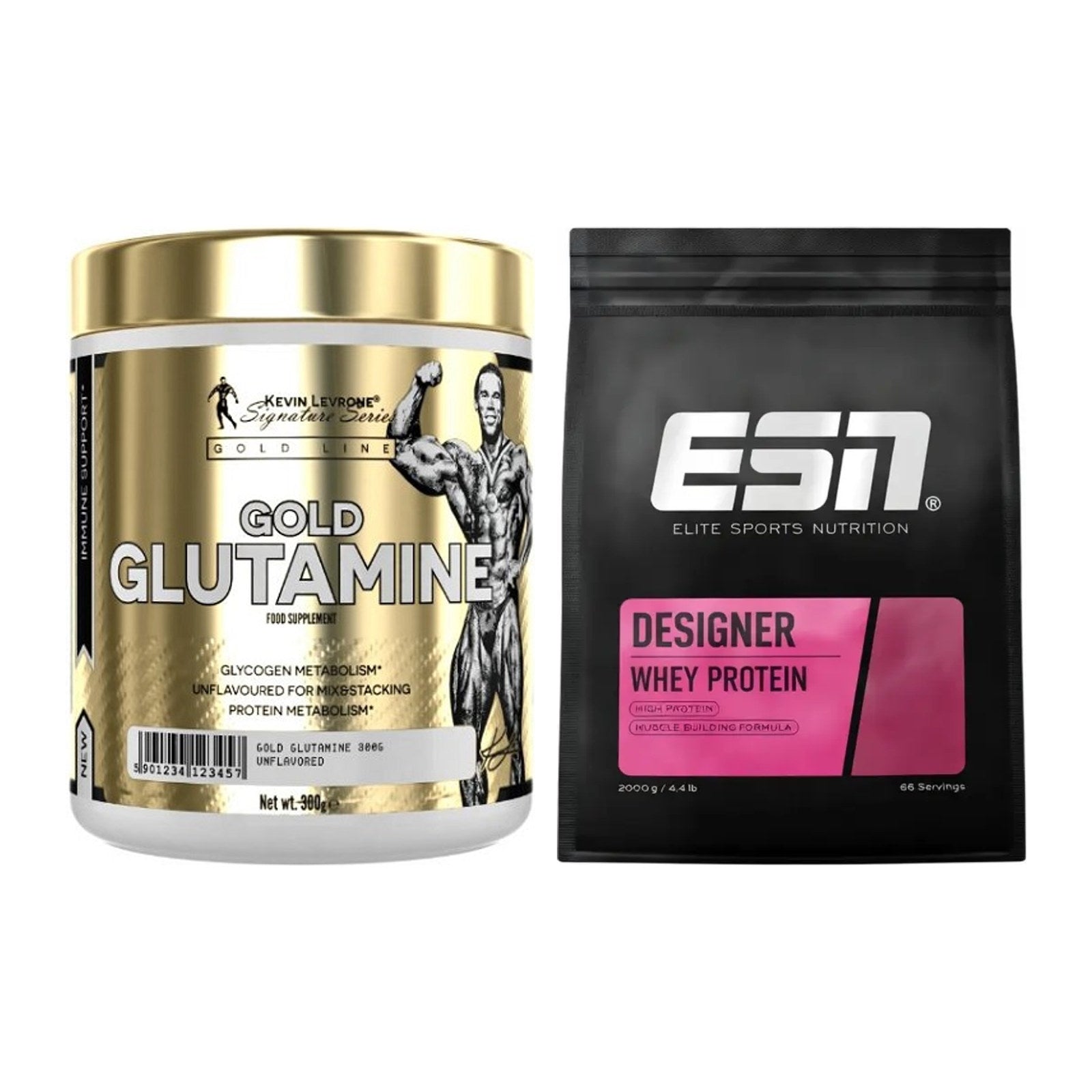 Regenerations-Duo: Kevin Levrone GOLD Glutamine + ESN Designer Whey – alle enthaltenen Artikel