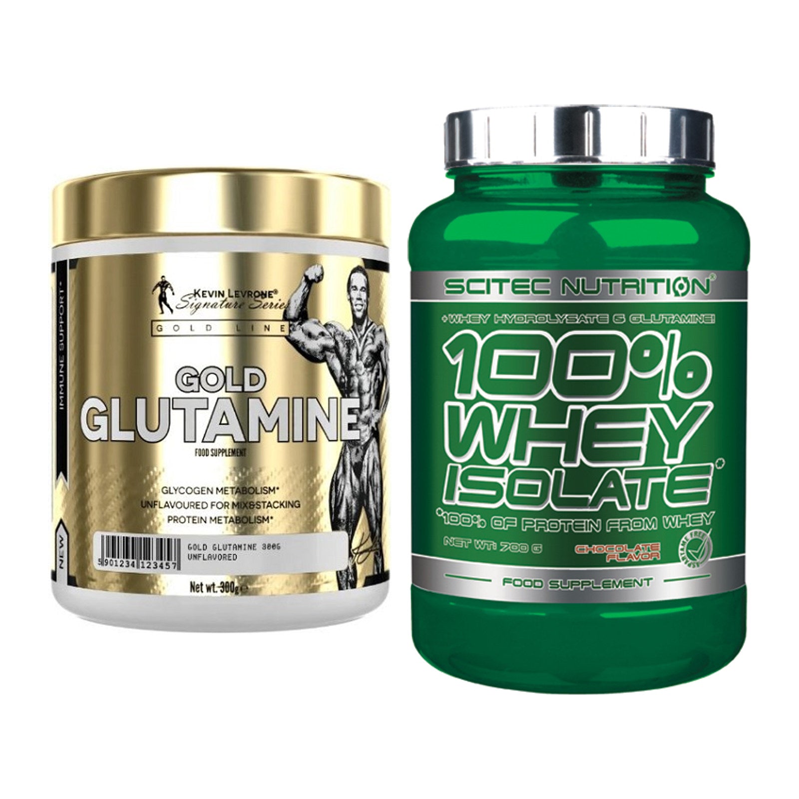 Regenerations-Duo: Kevin Levrone GOLD Glutamine + Scitec Whey Isolate – alle enthaltenen Artikel
