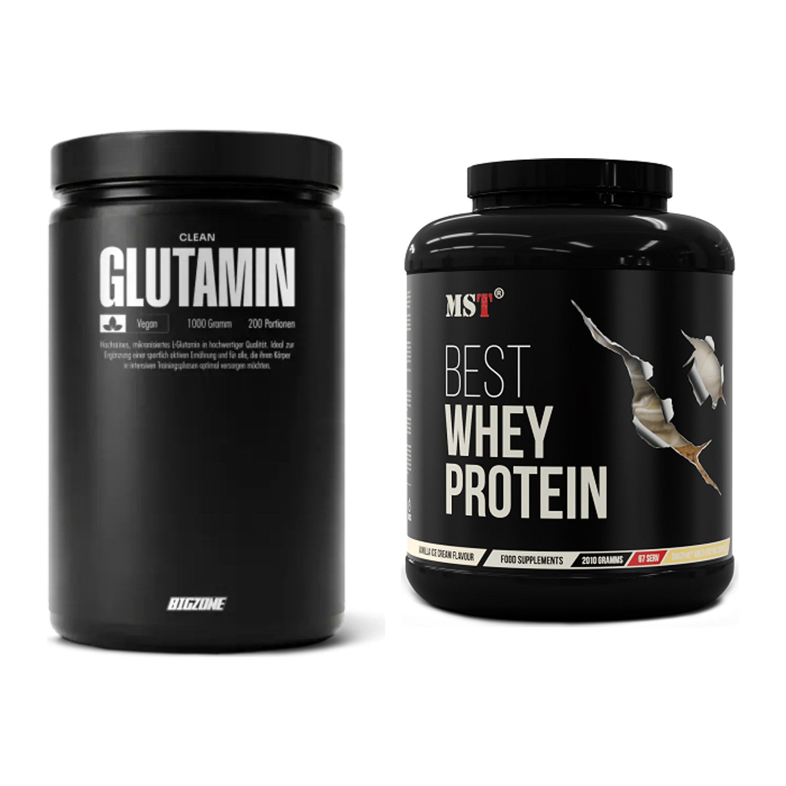 Regenerations-Duo: Big Zone Glutamin + MST Best Whey Protein – alle enthaltenen Artikel