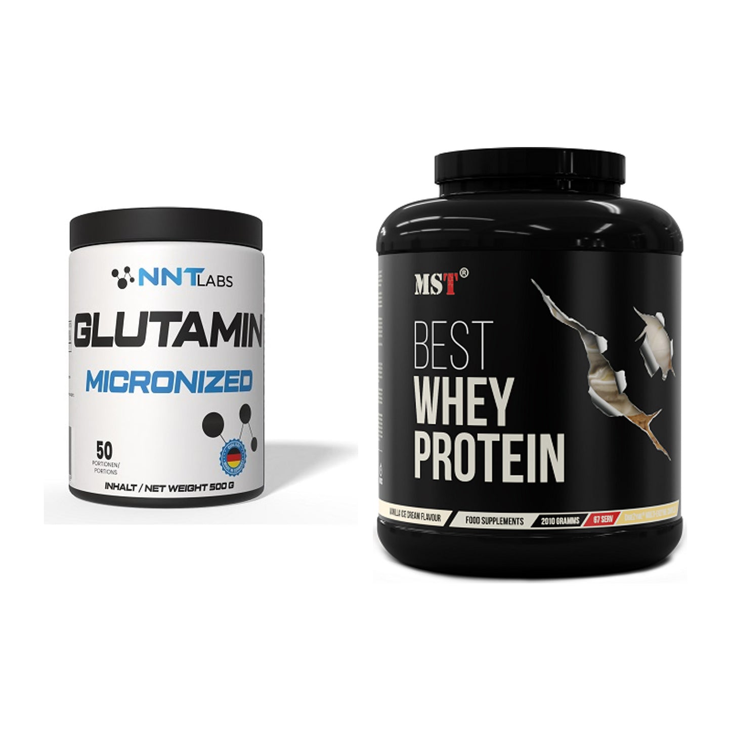 Regenerations-Duo: NNT Glutamin + MST Best Whey Protein – alle enthaltenen Artikel