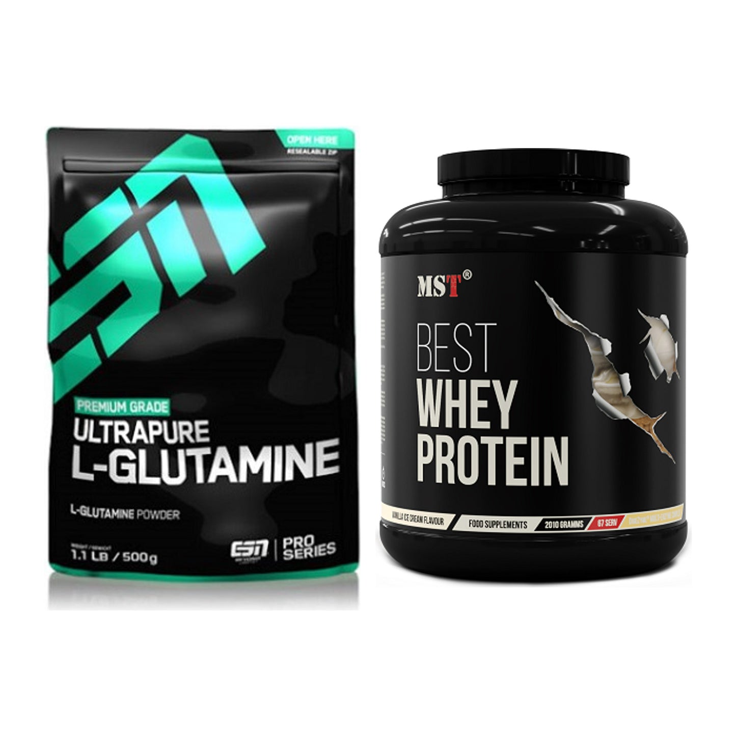 Regenerations-Duo: ESN Ultrapure L-Glutamin + MST Best Whey Protein – alle enthaltenen Artikel