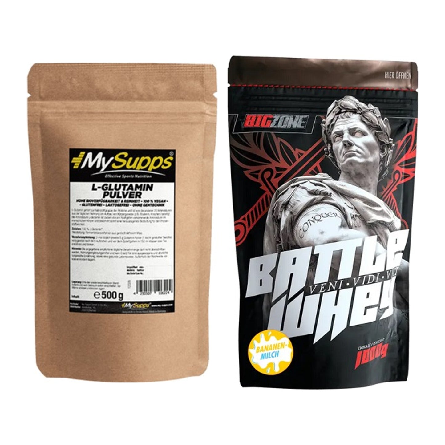 Regenerations-Duo: MySupps Glutamine + Big Zone Battle Whey – alle enthaltenen Artikel