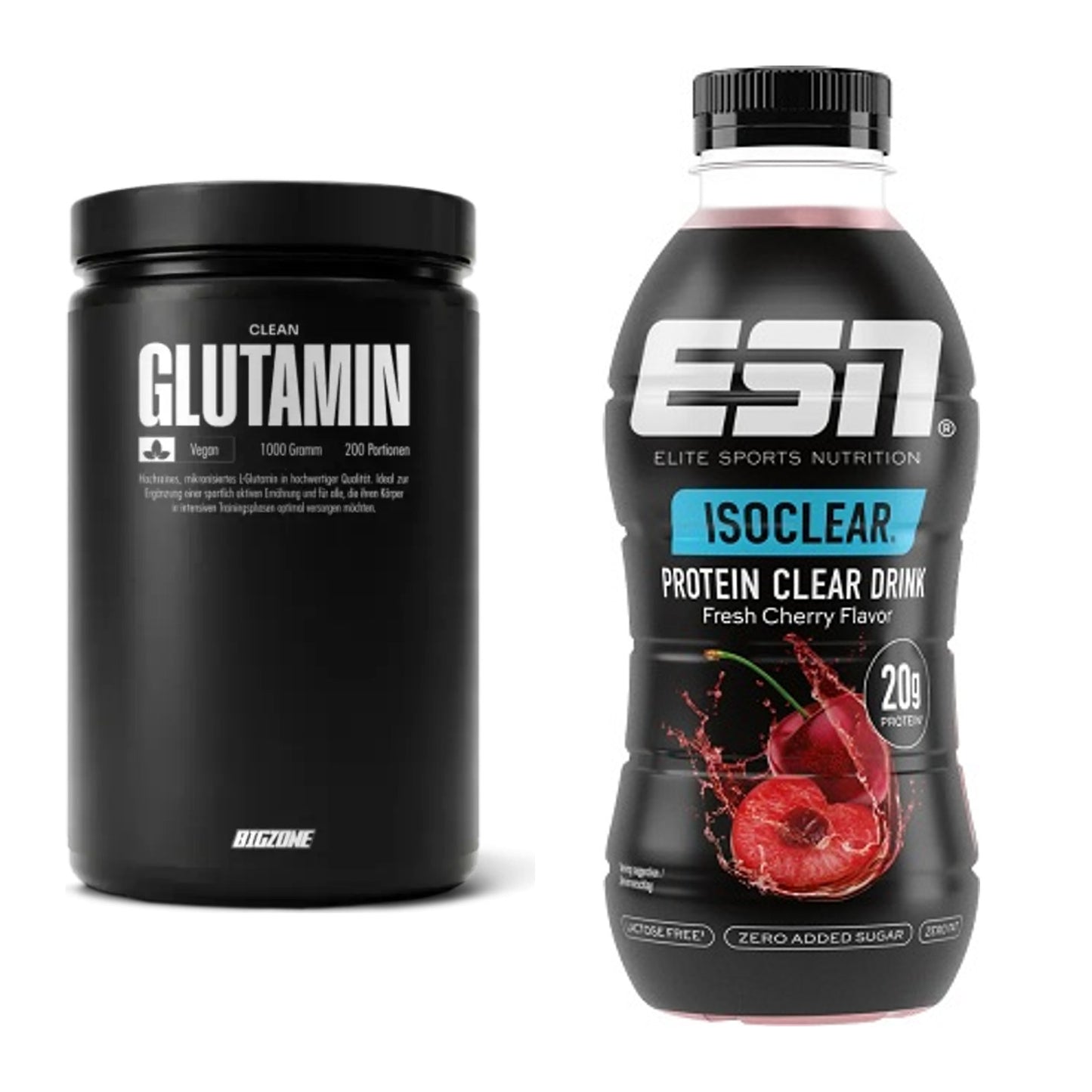 Regenerations-Duo: Big Zone Glutamin + ESN Isoclear RTD – alle enthaltenen Artikel